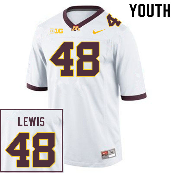 Youth #48 Jacob Lewis Minnesota Golden Gophers College Football Jerseys Sale-White - Click Image to Close